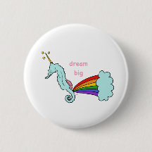 sea horse unicorn dreamer button