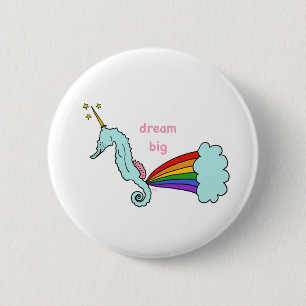 sea horse unicorn dreamer button