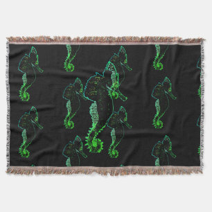 Sea Horse Vector Art  Throw Blanket