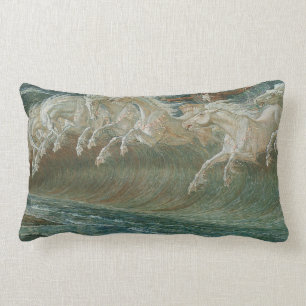 Sea Horses and Poseidon Lumbar Pillow