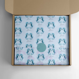 Sea Horses Beach Watercolor Valentine Day   Tissue Paper