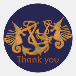 Sea horses Thank You Stickers