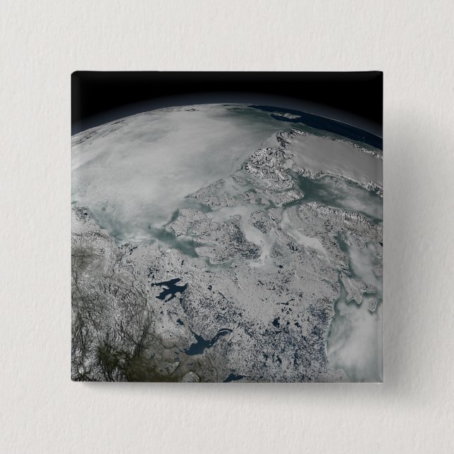 Sea ice above North America 2 Inch Square Button (Front)