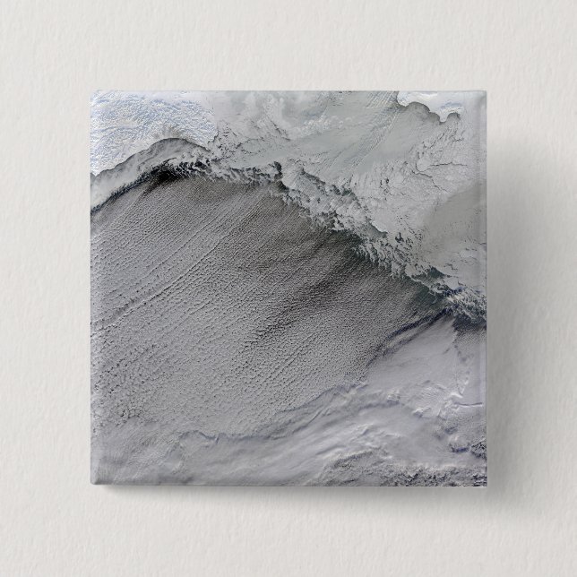 Sea ice and cloud streets in the Bering Sea 2 Inch Square Button (Front)