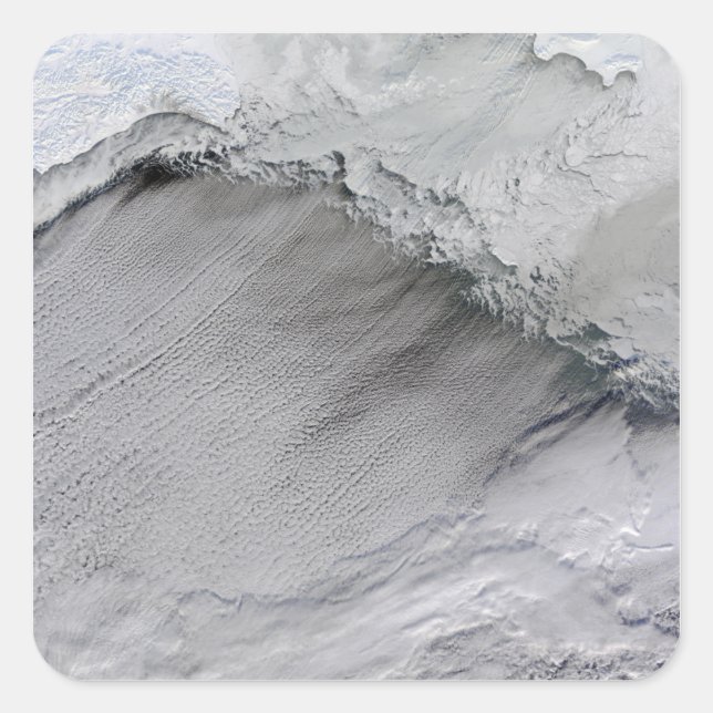 Sea ice and cloud streets in the Bering Sea Square Sticker (Front)