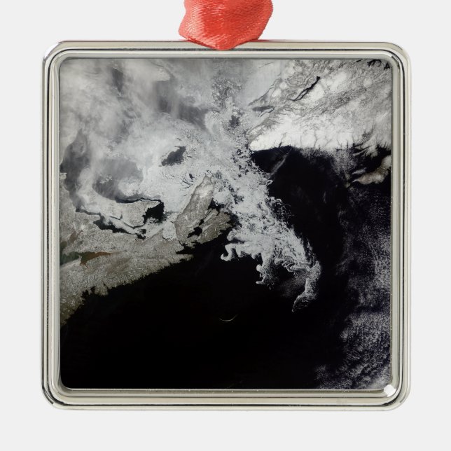 Sea ice fills the Gulf of St Lawrence Metal Ornament (Front)