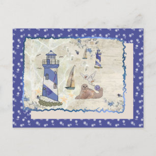 Sea image with a flower postcard