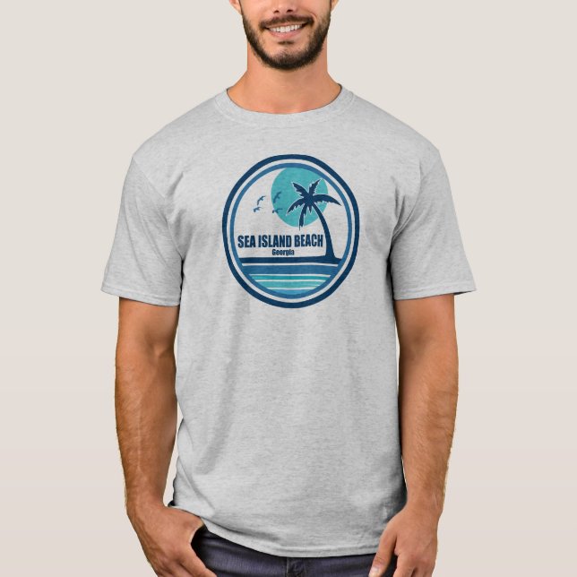 Sea Island Beach Georgia Palm Tree Birds T-Shirt (Front)