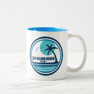 Sea Island Beach Georgia Palm Tree Birds Two-Tone Coffee Mug