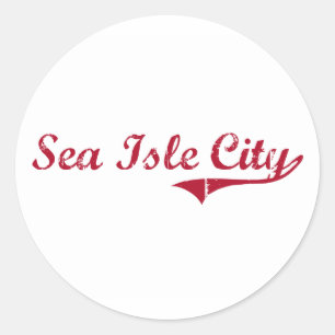 Sea Isle City New Jersey Classic Design Round Sticker