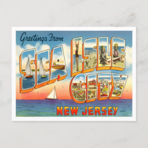 Sea Isle City, New Jersey Vintage Big Letters Postcard