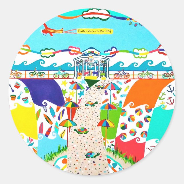 Sea Isle Promenade Round Sticker (Front)