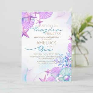 Sea Kingdom Ocean shells Beach 1st Birthday  Invitation