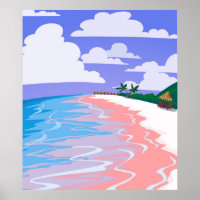 Sea landscape of tropical beach with pink sand, b