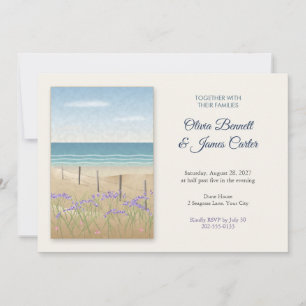 Sea Lavender and Dune Grass Coastal Wedding Invitation