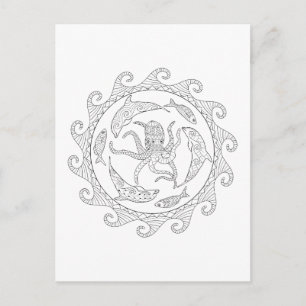 Sea Life Adult Colouring Postcard
