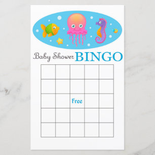 sea life baby shower bingo card