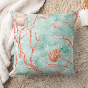 Sea Life Coral Pattern Throw Pillow