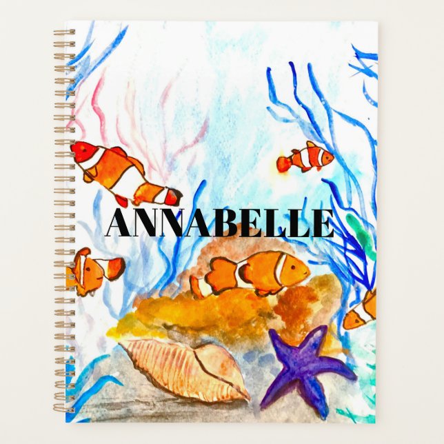 Sea life fish cute girly water coral reef name pla planner (Front)
