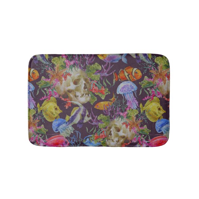 Sea Life Grunge Pattern Bath Mat (Front)