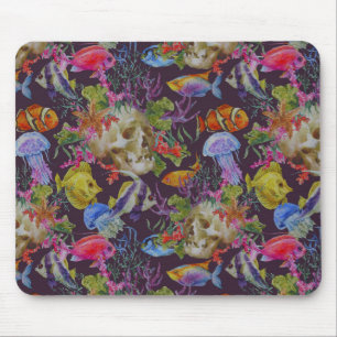 Sea Life Grunge Pattern Mouse Pad