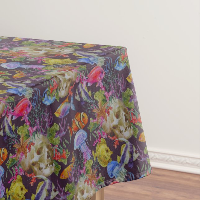 Sea Life Grunge Pattern Tablecloth (In Situ)