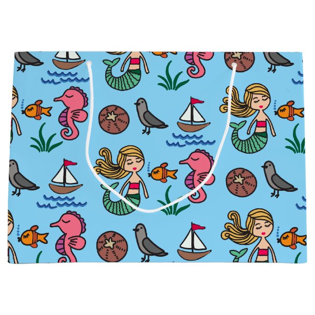 Sea Life Mermaid Seahorse Gift Bag (Front)