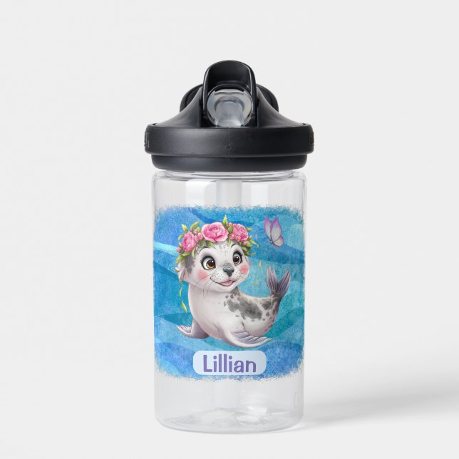 Sea Life Ocean Animals Personalized Water Bottle (Front)