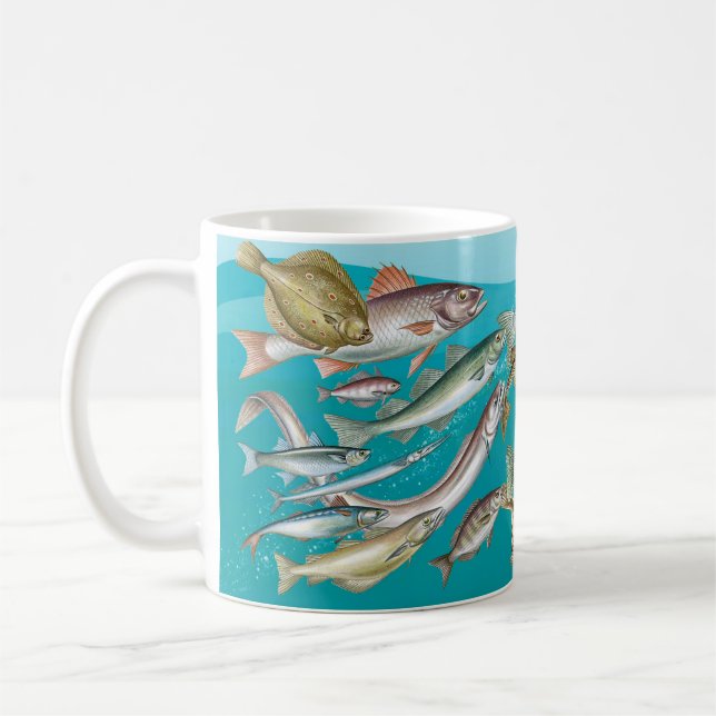 Sea life, Ocean View Fish Mug, Sea Fishing Coffee Mug (Left)
