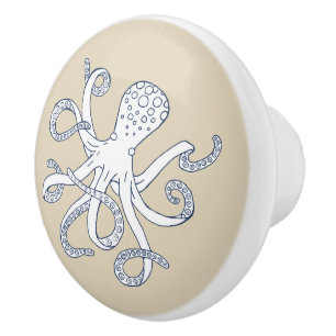 Sea Life Octopus Nautical Ceramic Knobs / Pulls