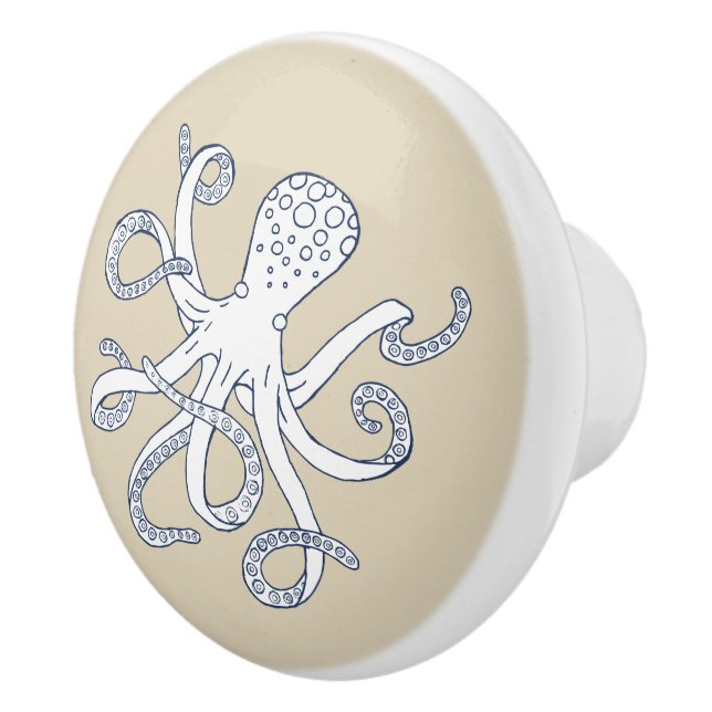 Sea Life Octopus Nautical Ceramic Knobs / Pulls (Right)