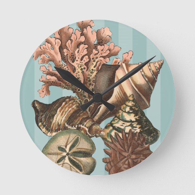 Sea Life Silhouette Round Clock (Front)