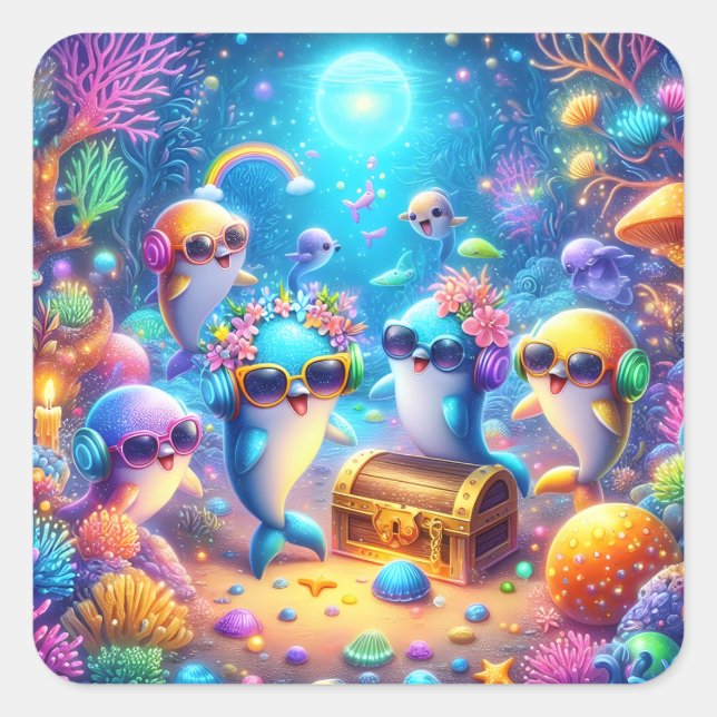 Sea Life Square Sticker (Front)