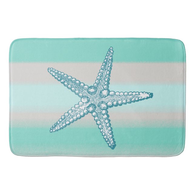 Sea Life Starfish Nautical Bath Mats (Front)