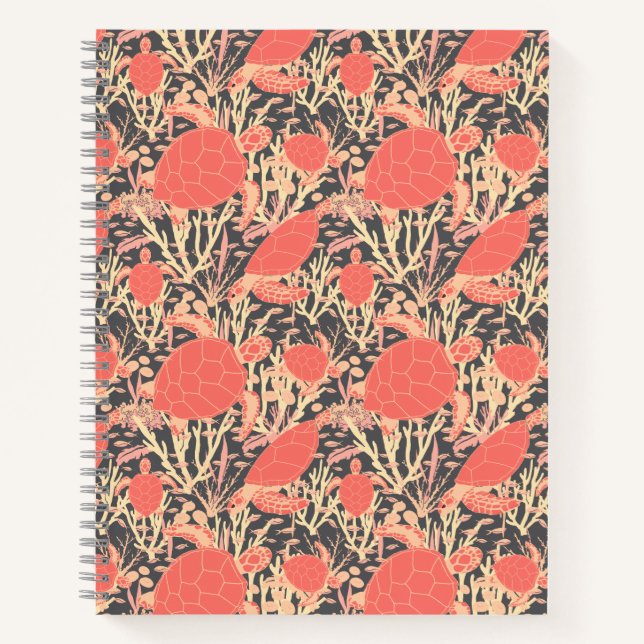 Sea Life Turtles and Coral Reef Notebook (Front)