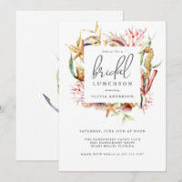 Sea Life Watercolor Coastal Theme Bridal Luncheon