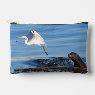 Sea Lion and the Great White Egret Accessory Pouch