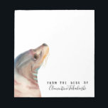 Sea Lion Animal Art | Add Your Name Notepad<br><div class="desc">This is a watercolor painting of an adorable sea lion lazily turning its head towards us. You can see the adorable (?) neck rolls. You can see all kinds of colours reflected on her shiny coat,  suggesting that maybe she is by a pretty blue ocean or perhaps sunset.</div>