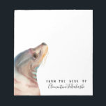 Sea Lion Animal Art | Add Your Name Notepad<br><div class="desc">This is a watercolor painting of an adorable sea lion lazily turning its head towards us. You can see the adorable (?) neck rolls. You can see all kinds of colours reflected on her shiny coat,  suggesting that maybe she is by a pretty blue ocean or perhaps sunset.</div>