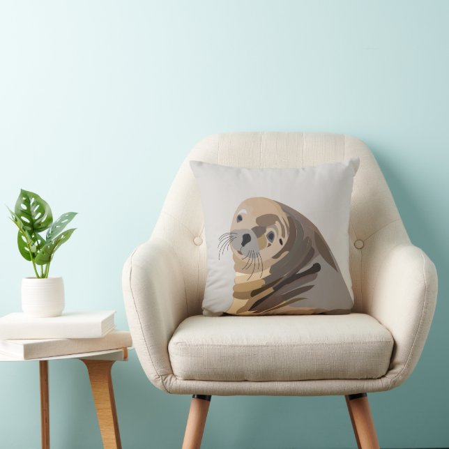Sea Lion Animal  Throw Pillow (Chair)