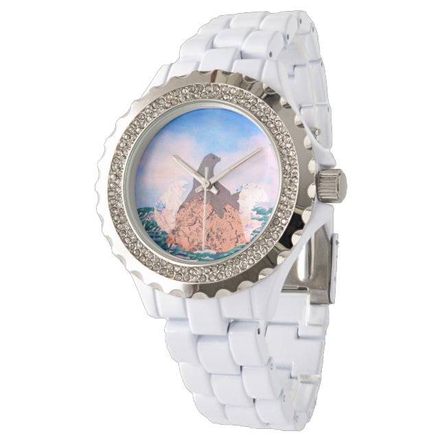 Sea Lion Chillin' on Rock Ocean Splash Tropical Watch (Angled)