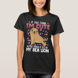 Sea Lion Heart Valentine's Day Animal For Womens K T-Shirt
