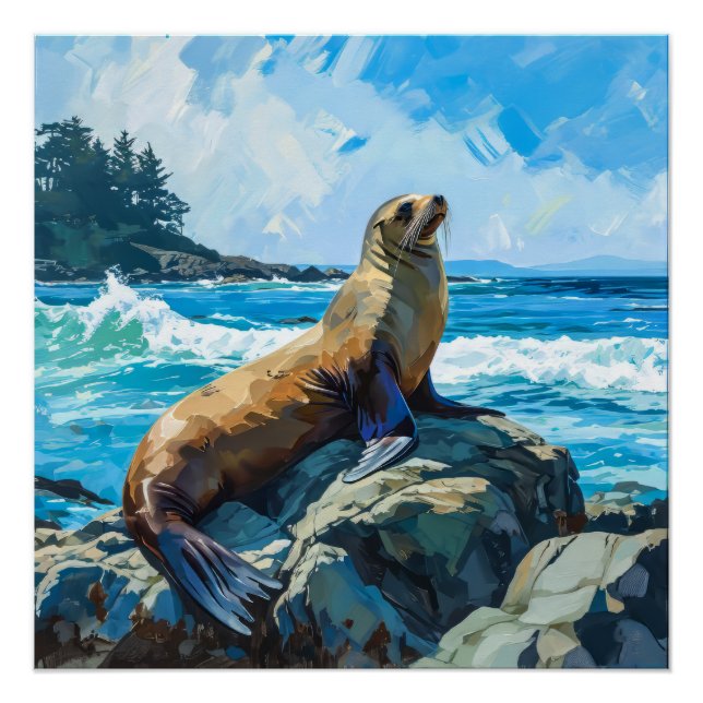 Sea Lion Illustration Poster (Front)