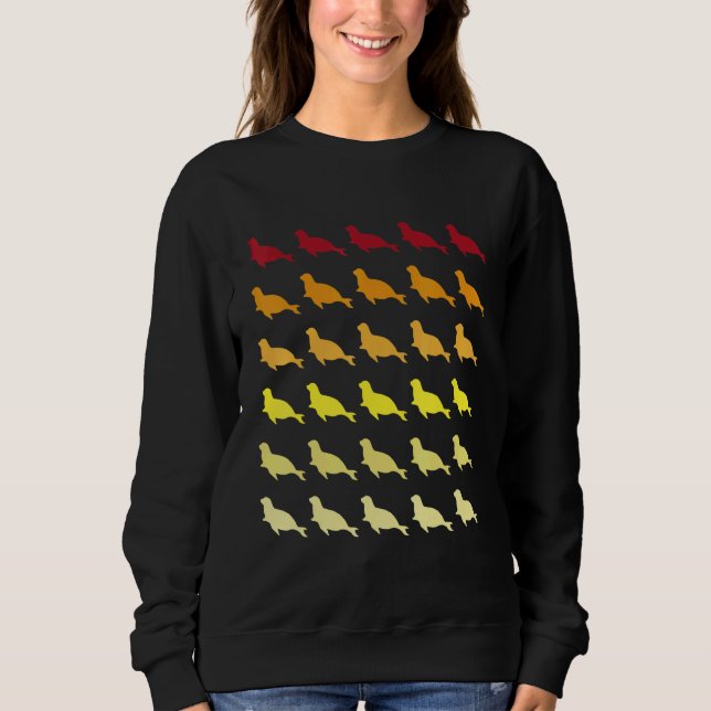 Sea Lion Retro Animal Pattern Sweatshirt (Front)