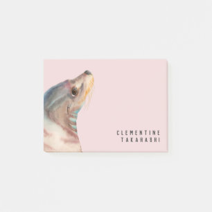 Sea Lion Watercolor Illustration Add Your Name Post-it Notes