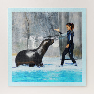 Sea lion with trainer jigsaw puzzle