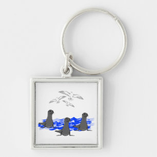 Sea Lions Ocean & Seagulls Keychain