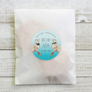 Sea Lions Teal Blue Modern Wedding  Classic Round  Sticker
