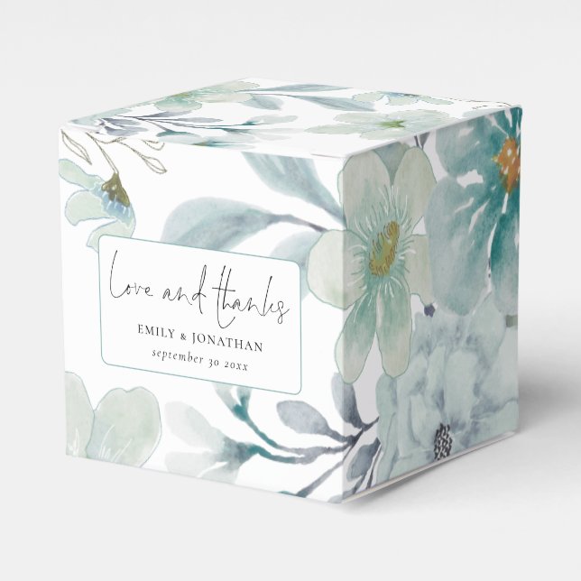 Sea Mist Florals Wedding Engagement Love Thanks Favor Box (Front Side)