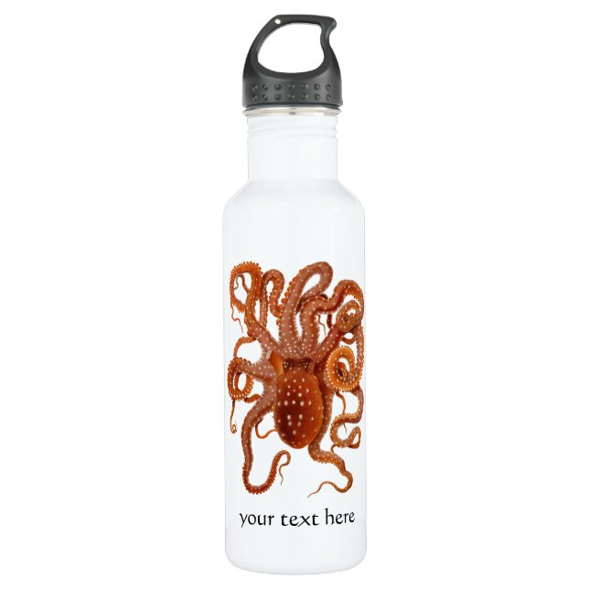 Sea monster octopus - custom text 710 ml water bottle (Front)
